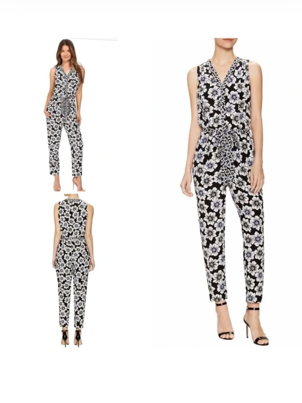Kate Spade New York Hollyhock Silk Printed Jumpsuit Size XL Black Multi Silk